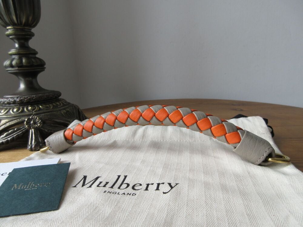 Mulberry Iris Braided Top Handle in Solid Grey & Mandarin Orange Heavy Grain