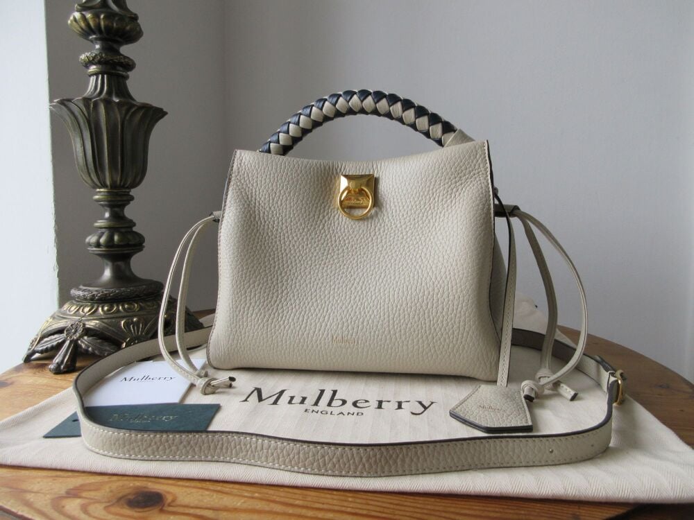 Mulberry Small Iris in Chalk Heavy Grain with Chalk & Midnight Braided Handle - As New*