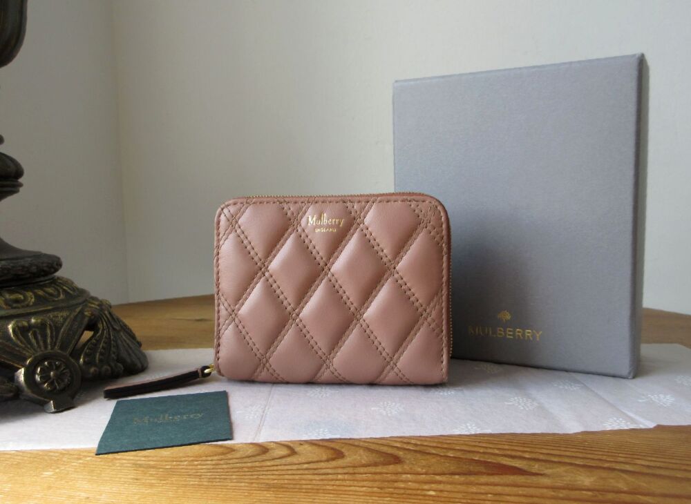 Mulberry Small Zip Around Coin Card Purse in Dark Blush Smooth Calf Leather - SOLD