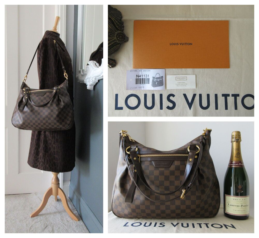 Louis Vuitton Evora MM Shoulder Hobo in Damier Ebene