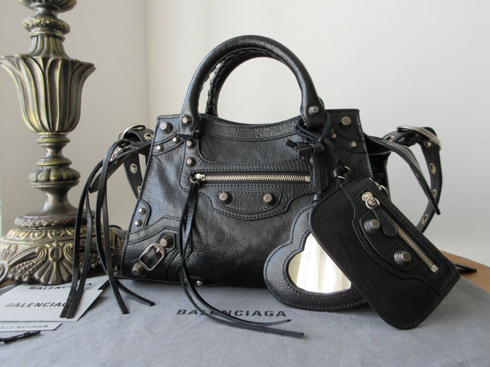 Balenciaga Neo Cagole XS Tote in Studded Black Crinkled LambskinNew