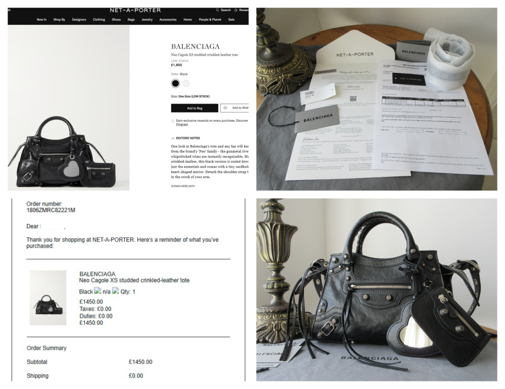 Balenciaga Neo Cagole XS Tote in Studded Black Crinkled Lambskin - New