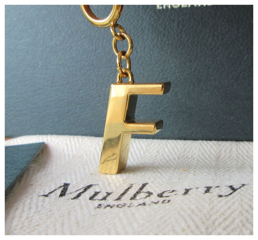 Mulberry Alphabet Brass Keyring Bag Charm Personalisation Charm in the Letter F - SOLD