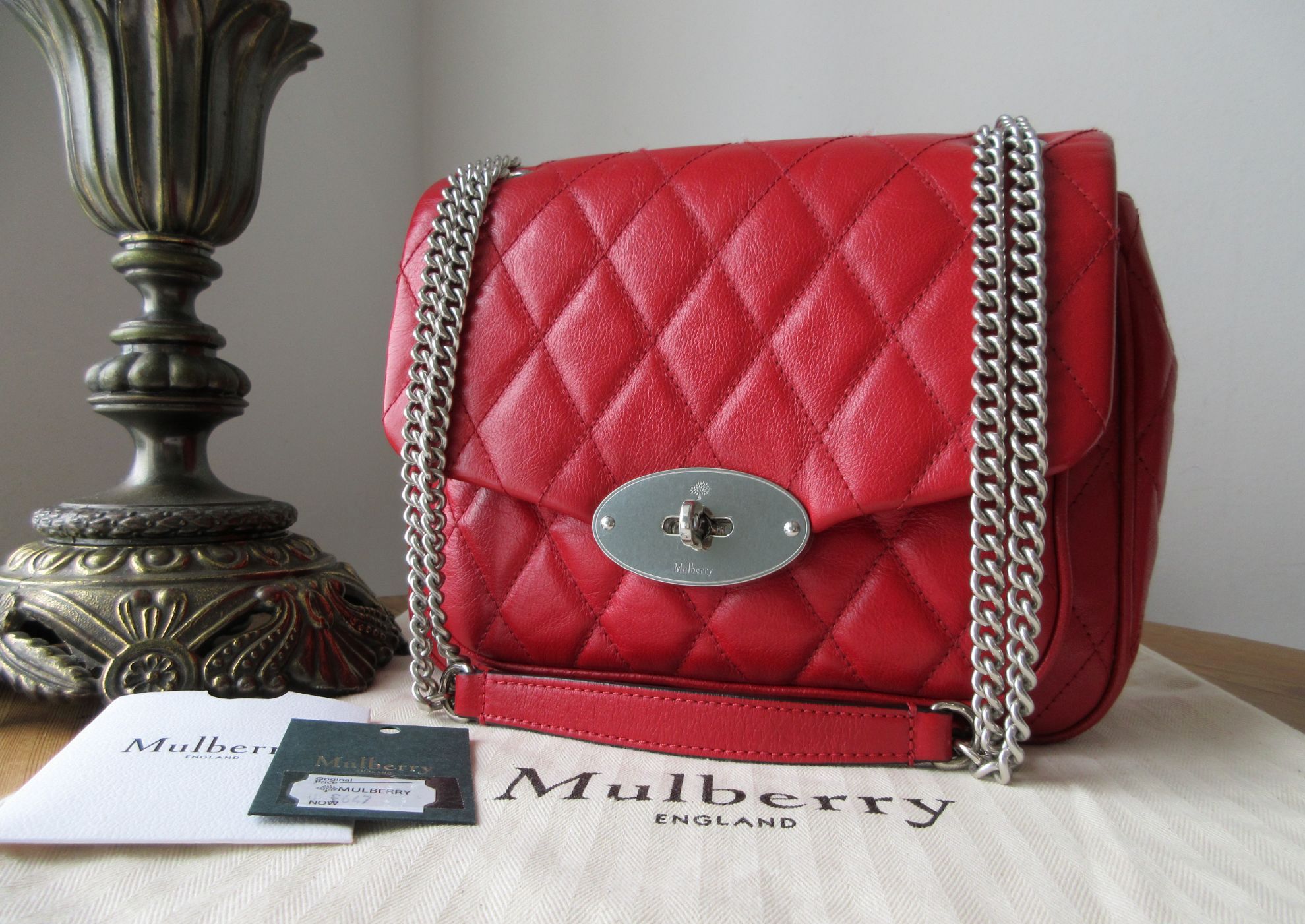 Mulberry Small Darley Shoulder Bag in Scarlet Shiny Quilted Buffalo