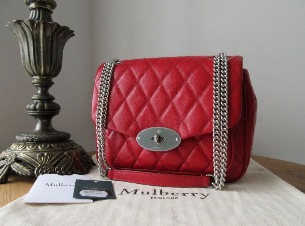 Mulberry Small Darley Shoulder Bag in Scarlet Shiny Quilted Buffalo