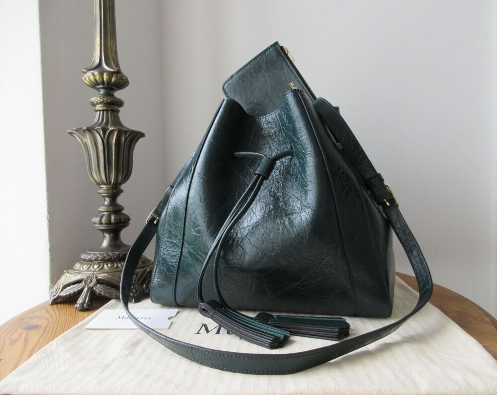 Mulberry Small Millie Tote in Mulberry Green Glossy Calf