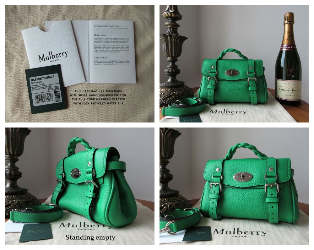 Mulberry Sustainable Icon Mini Alexa in Lawn Green Heavy Grain Leather - New*