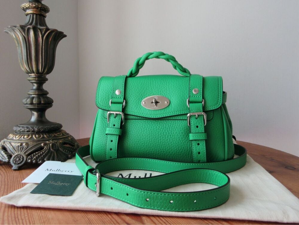 Mulberry Sustainable Icon Mini Alexa in Lawn Green Heavy Grain Leather - New*