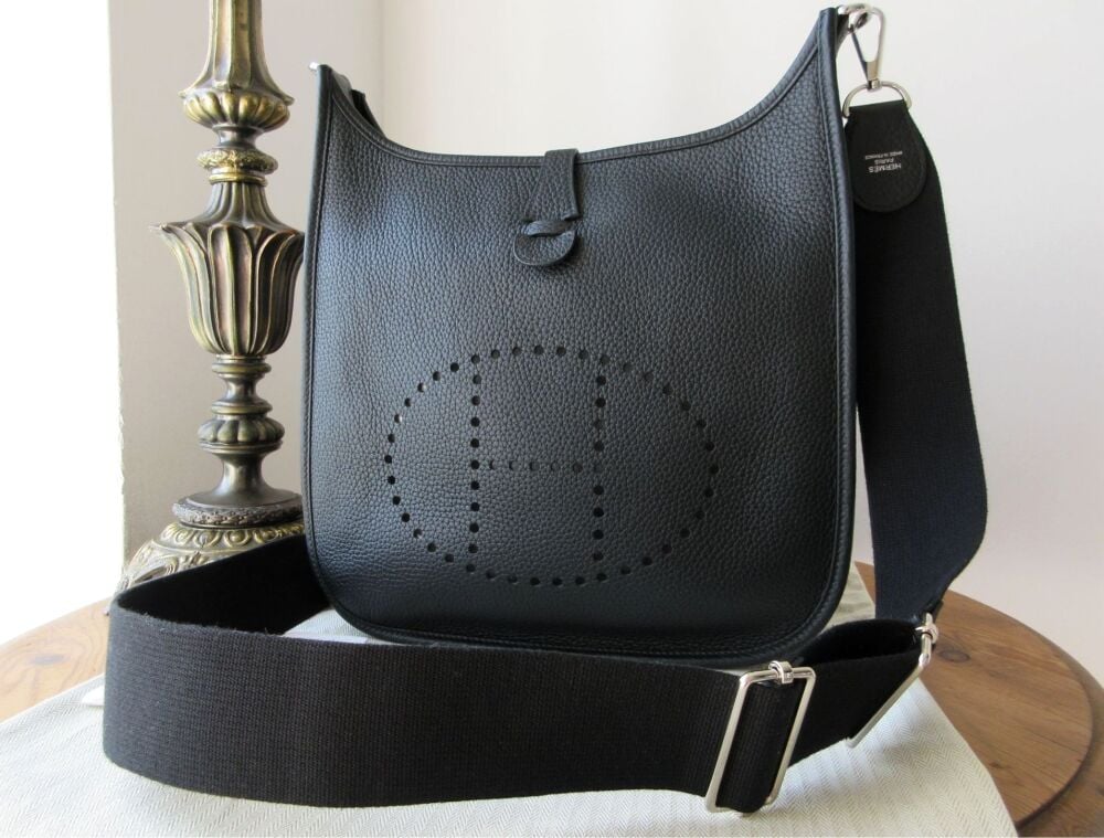 Herm&eacute;s Evelyne III 29 PM in Noir Taurillon Clemence with Palladium Hardware