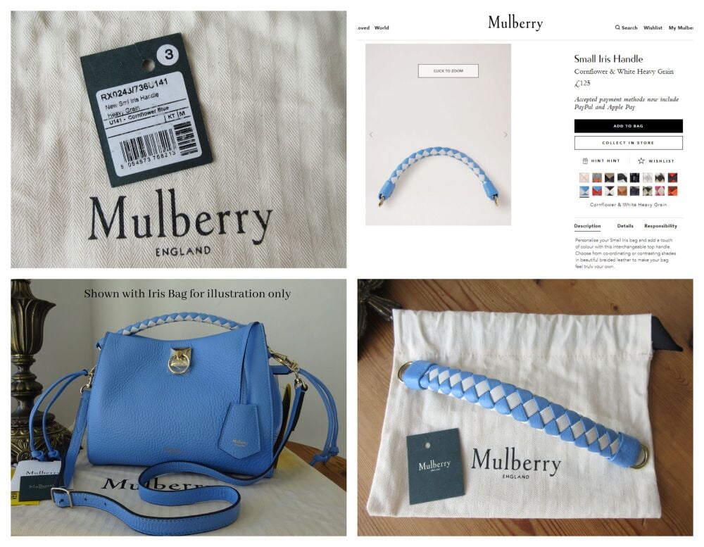 Mulberry Iris Braided Top Handle in Cornflower Blue & White Heavy Grain