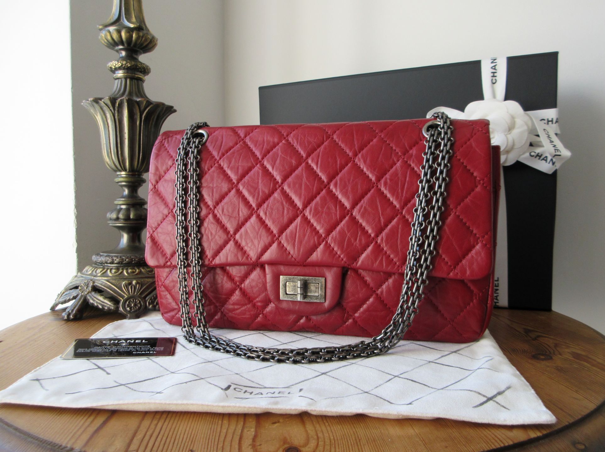 Chanel 227 Reissue Large Mademoiselle Flap Bag in Dark Red Aged Calfskin