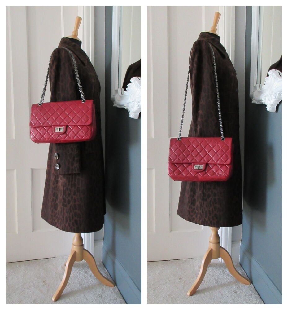 Chanel 227 Reissue Large Mademoiselle Flap Bag in Dark Red Aged Calfskin with Ruthenium Hardware
