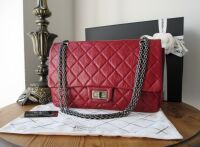 Chanel 227 Reissue Large Mademoiselle Flap Bag in Dark Red Aged Calfskin wi
