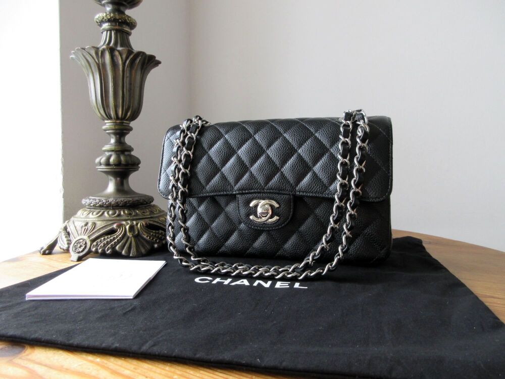 Chanel Timeless Classic Small Flap Bag in Black Caviar with Shiny Silver Ha