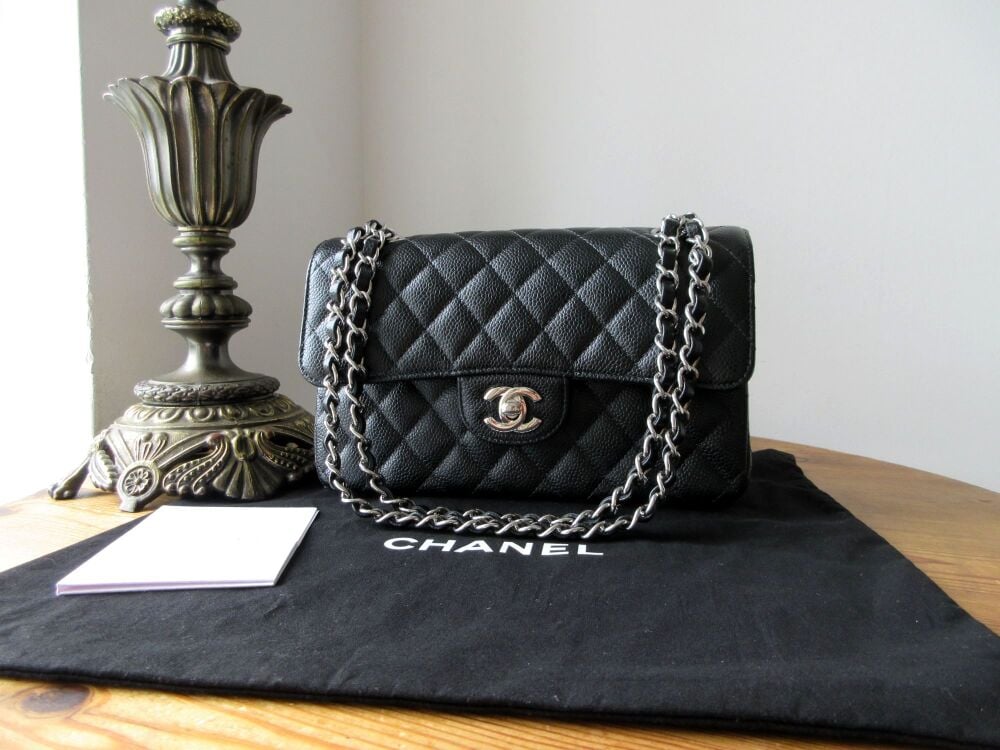 Chanel Timeless Classic Small Flap Bag in Black Caviar with Shiny Silver Hardware