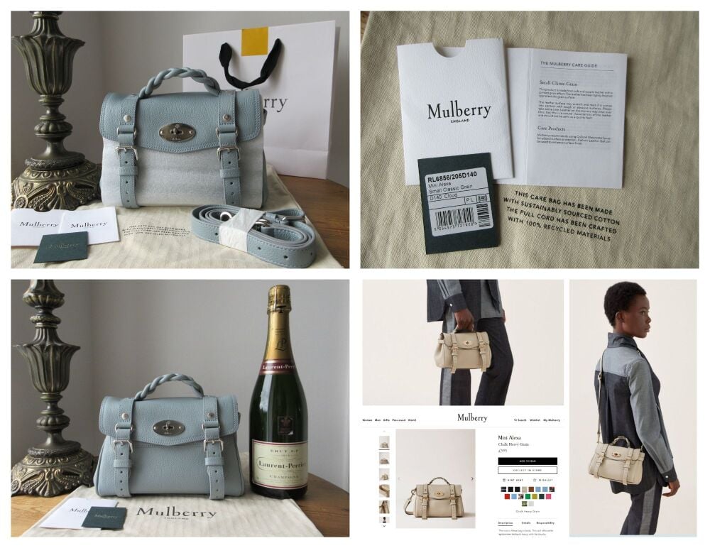 Mulberry Mini Alexa in Cloud Blue Small Classic Grain - New*