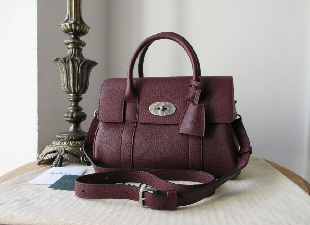 Mulberry Classic Small Bayswater Satchel in Black Cherry Heavy Grain
