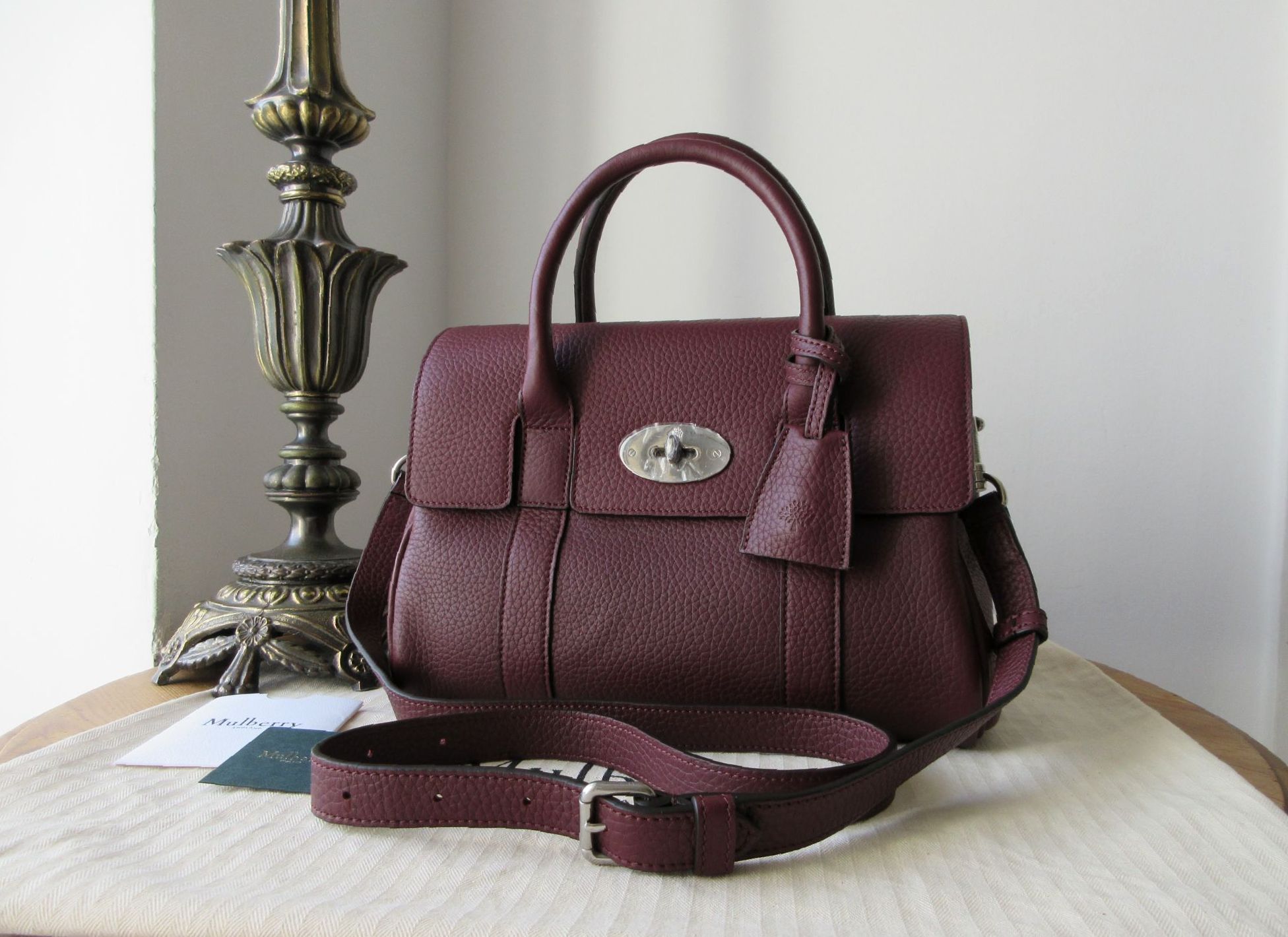 Mulberry Classic Small Bayswater Satchel in Black Cherry Heavy Grain