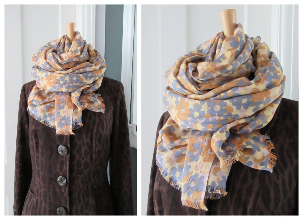 Mulberry Clover Camo Printed Wrap in Foggy Grey and Fudge Bamboo Soya Mix