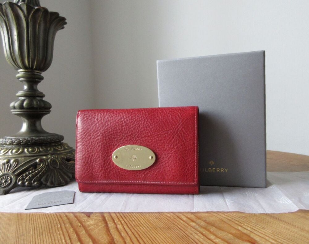 Mulberry French Plaque Purse Wallet in Poppy Red Coloured Vegetable Tanned Leather