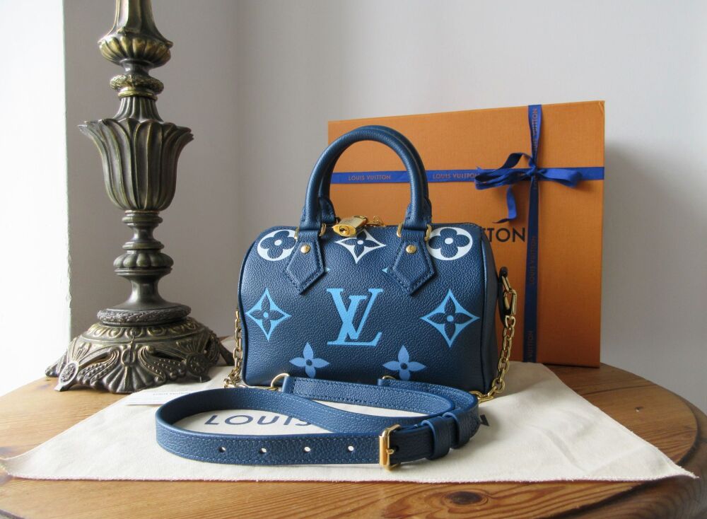 Louis Vuitton Limited Edition Summer by the Pool Speedy Bandoulière 20 in Ombre Blue Giant Monogram Empreinte