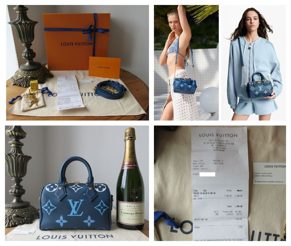 Louis Vuitton Limited Edition Summer by the Pool Speedy Bandoulière 20 in Ombre Blue Giant Monogram Empreinte