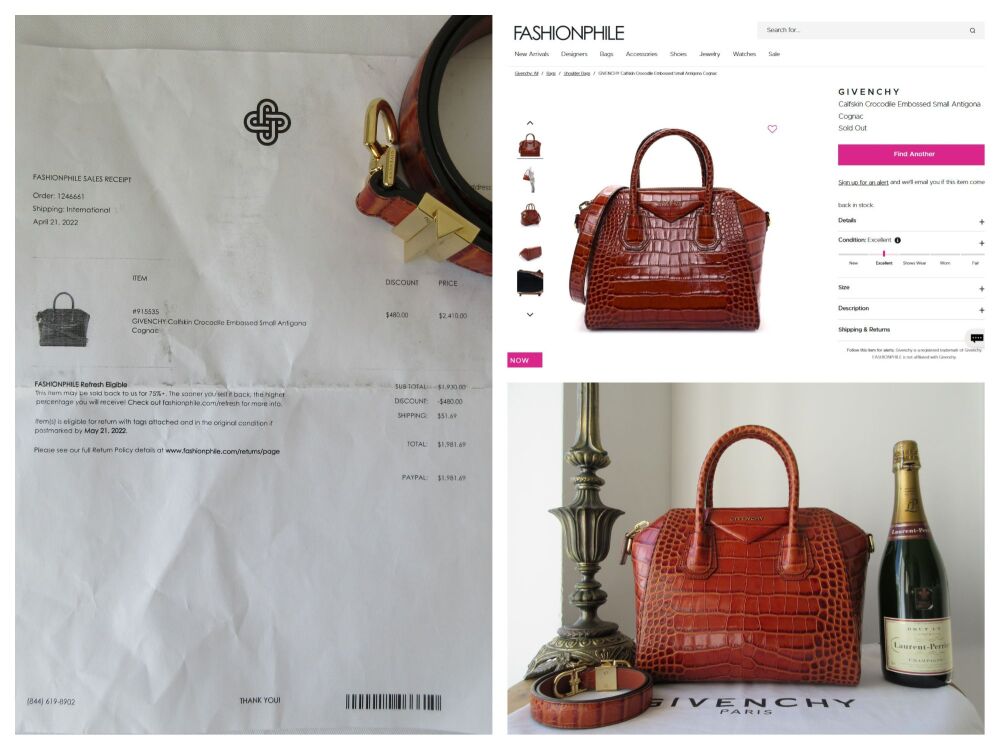 Givenchy Antigona Small in Cognac Brown Shiny Croc Embossed Calfskin