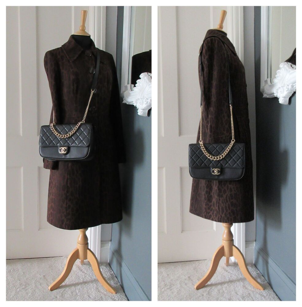 Chanel 'So Light' Medium Studded Flap Bag in Black Caviar with Champagne Gold Hardware