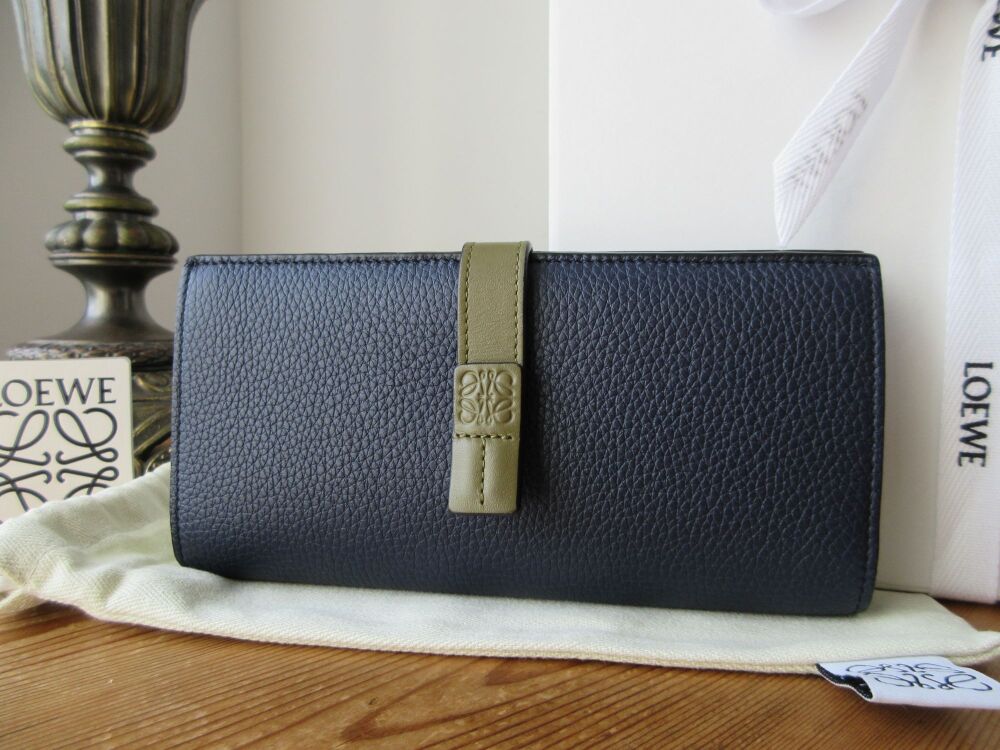 Loewe Long Vertical Wallet in Bicolore Abyss Blue &amp; Olive Soft Calf