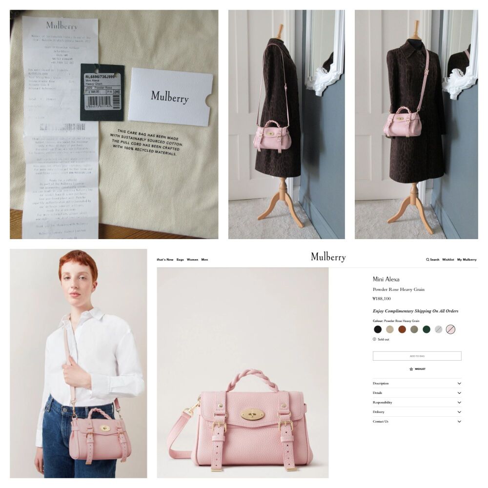 Mulberry Mini Alexa in Powder Rose Heavy Grain Leather