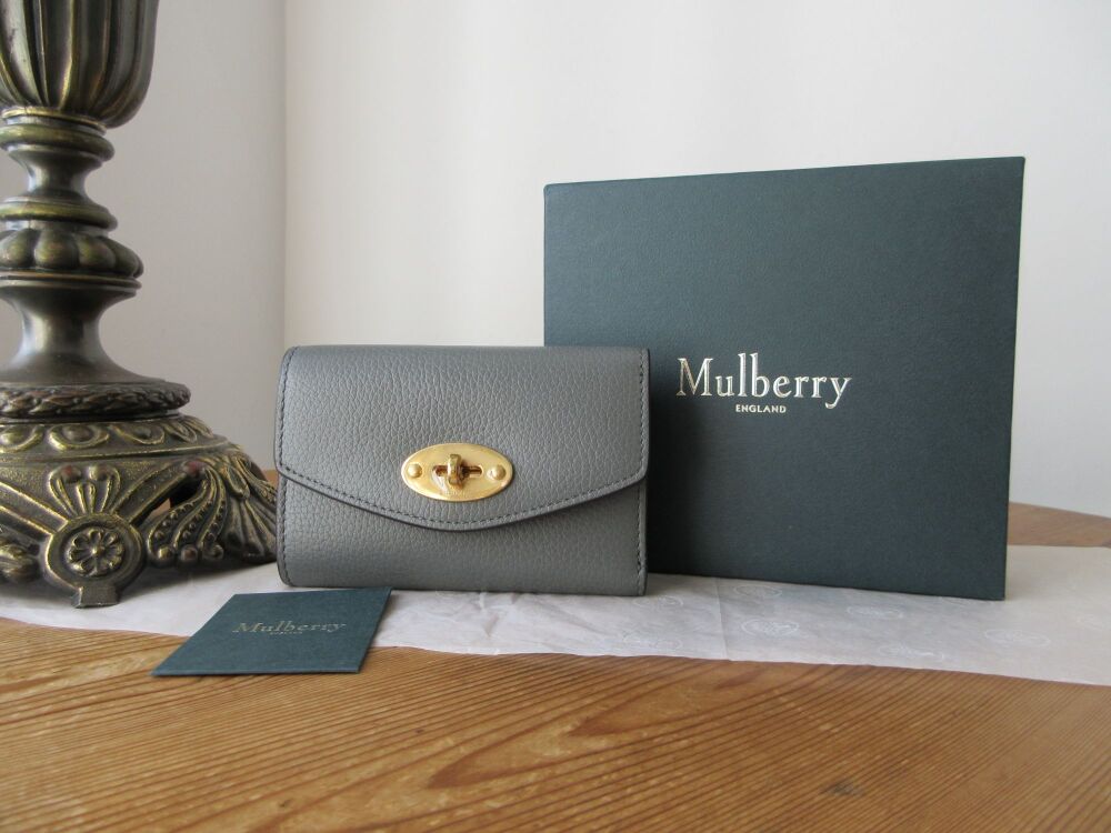 Mulberry Darley Folded Multi Card Compact Wallet in Charcoal Small Classic Grain - New