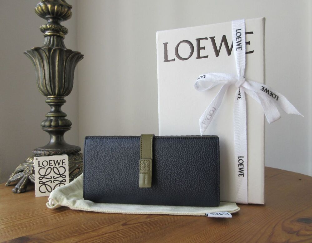 Loewe Long Vertical Wallet in Bicolore Abyss Blue & Olive Soft Calf