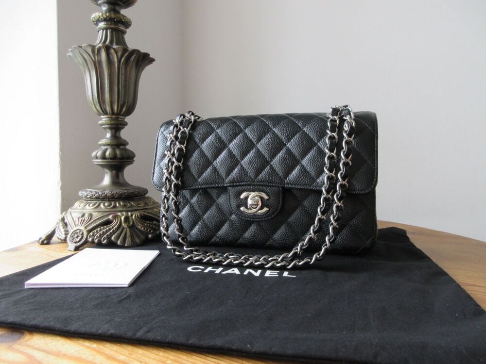 Chanel Timeless Classic Small Flap Bag in Black Caviar with Shiny Silver Ha