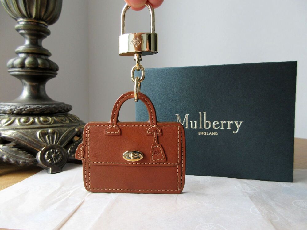 Mulberry Del Rey Vintage Oak Flat Veg Leather Keyring Bag Charm