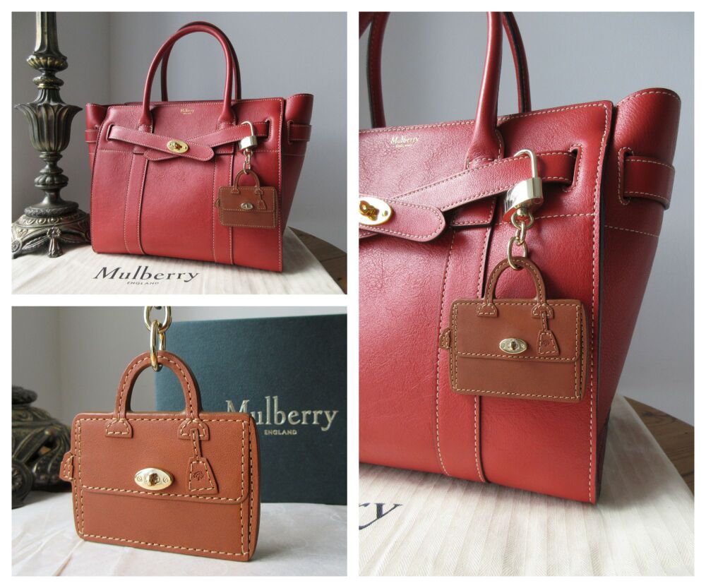 Mulberry Del Rey Vintage Oak Flat Veg Leather Keyring Bag Charm