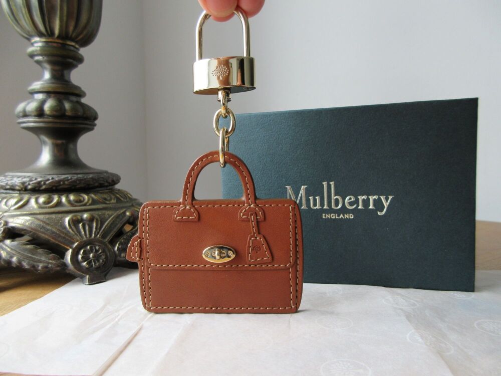 Mulberry Del Rey Vintage Oak Flat Veg Leather Keyring Bag Charm