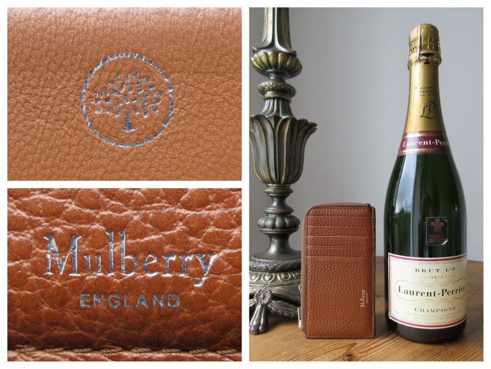 Mulberry Continental Zipped Long Five Card Holder in Oak Two-Tone Small Classic Grain