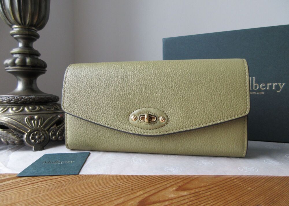 Mulberry Darley Hidden Lock Continental Purse Wallet in Summer Khaki New