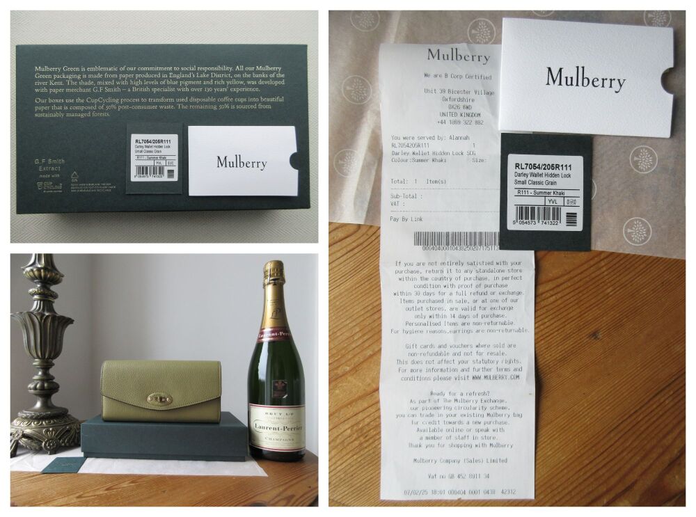 Mulberry Darley Hidden Lock Continental Purse Wallet in Summer Khaki  - New