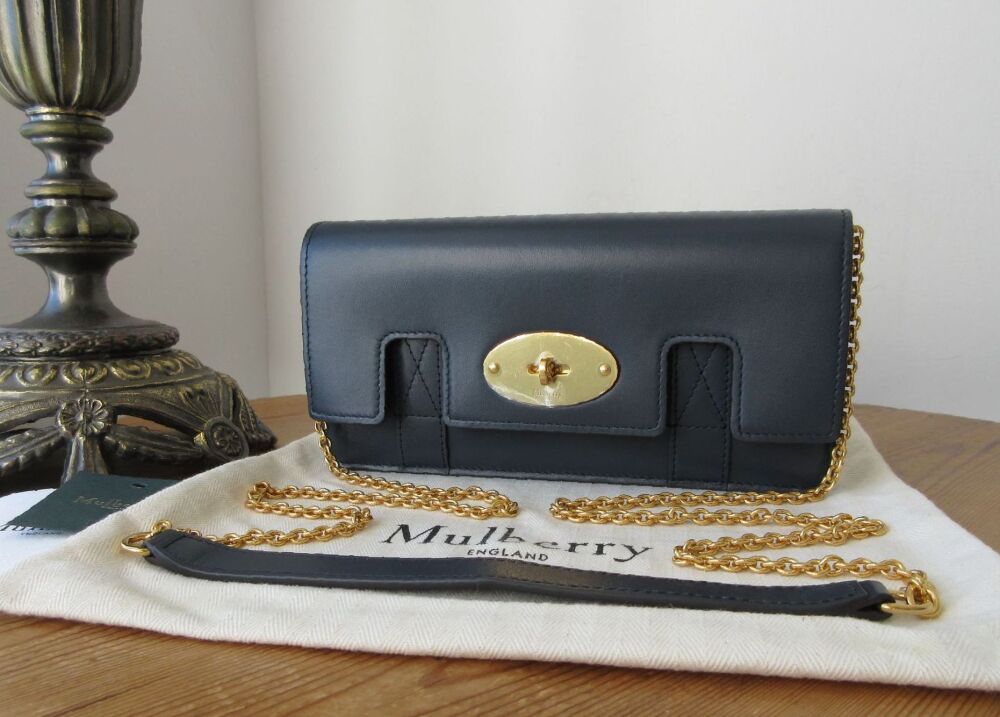 Mulberry East West Bayswater Shoulder Clutch in Night Sky High Gloss