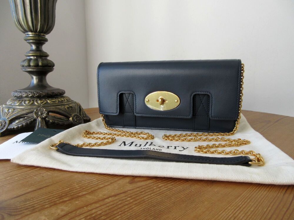 Mulberry East West Bayswater Shoulder Clutch in Night Sky High Gloss - As New
