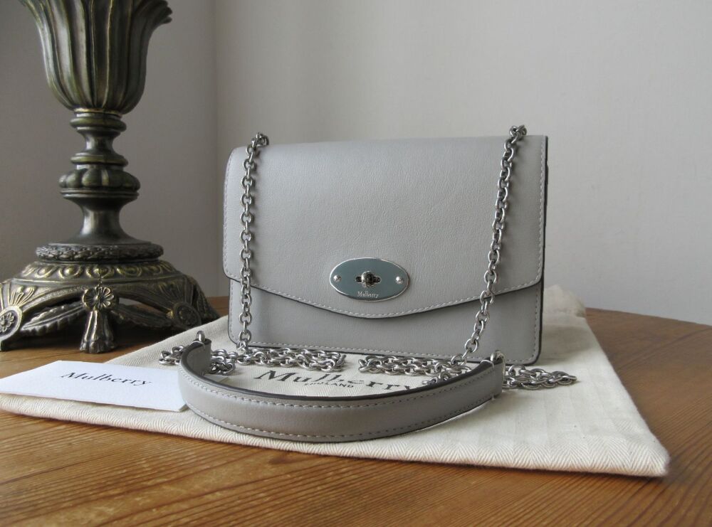 Mulberry Small Darley in Pale Grey Micro Classic Grain Leather with Silver Hardware