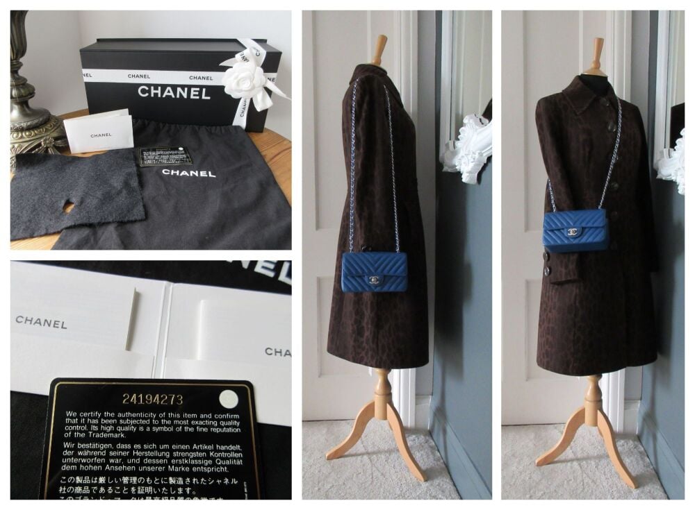Chanel Chevron Quilted Rectangular Mini Flap Bag in Royal Blue Caviar with Shiny Silver Hardware