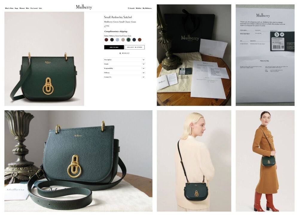 Mulberry Small Amberley Satchel in Mulberry Green Small Classic Grain