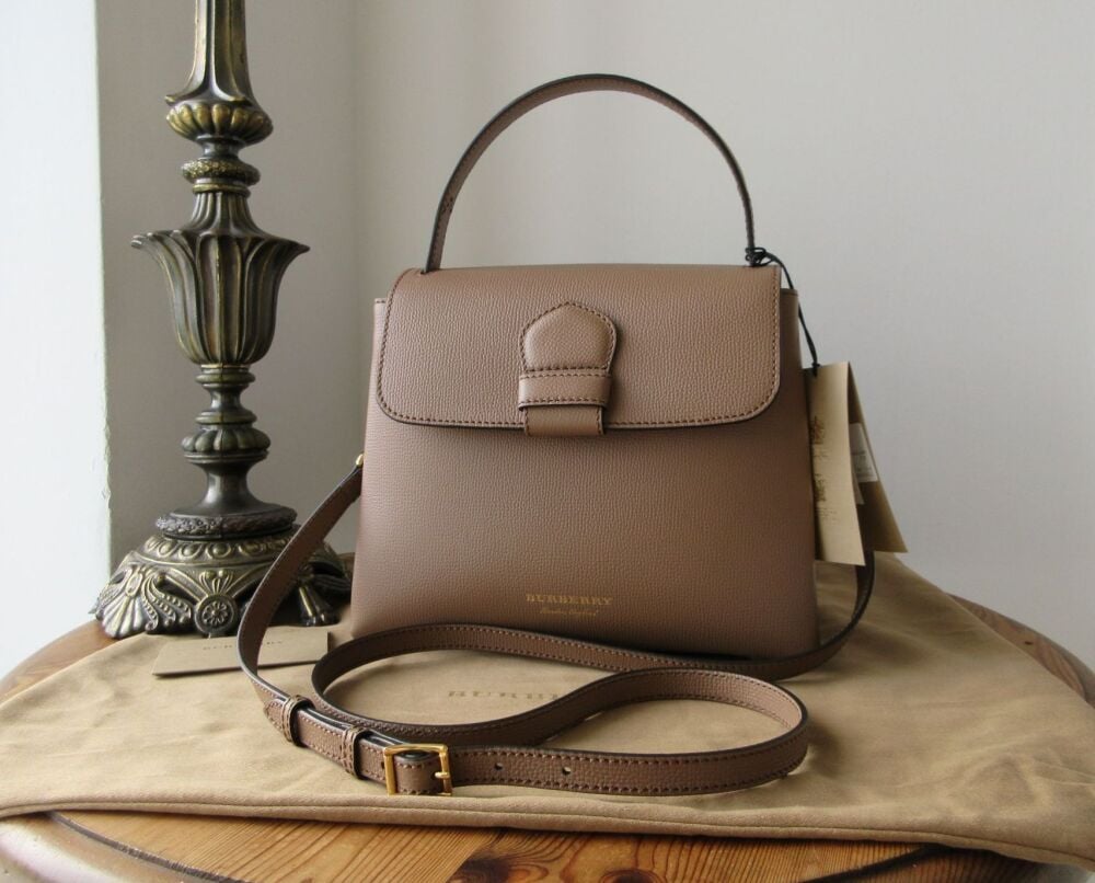 Burberry Small Camberley in Dark Sand Calfskin & Derby House Check
