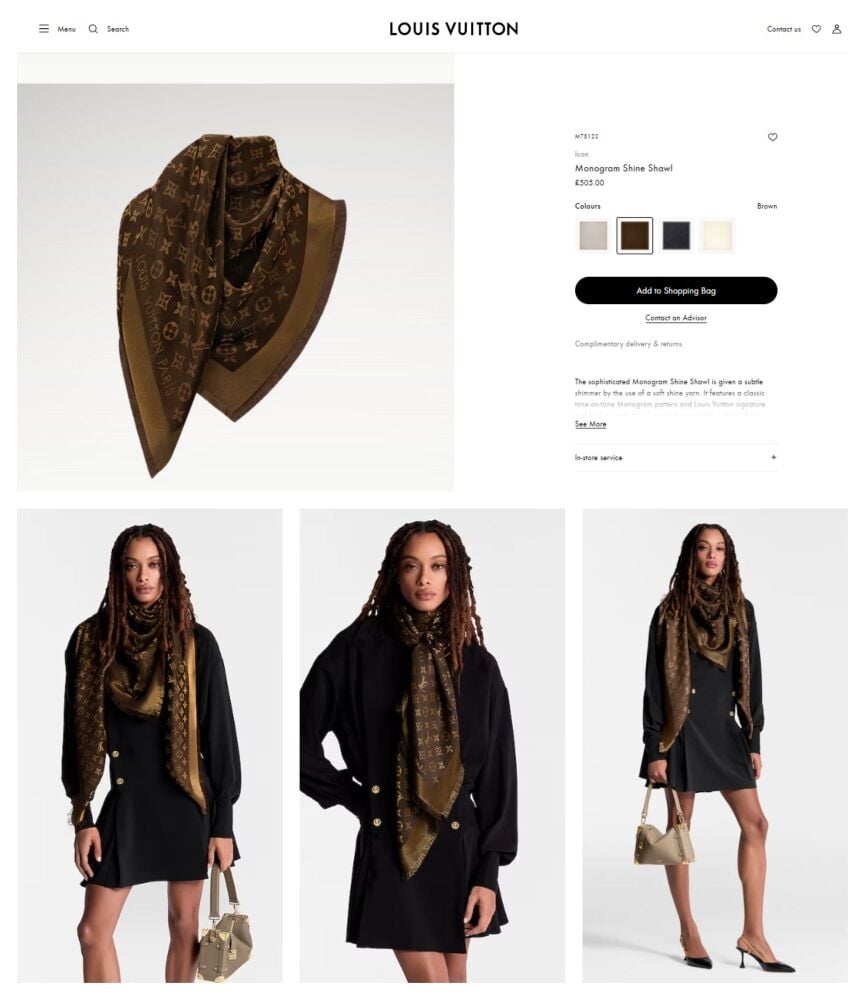Louis Vuitton Monogram Shine Shawl in Brown Marron Bronze