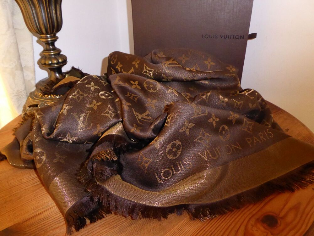 Louis Vuitton Monogram Shine Shawl in Brown Marron Bronze
