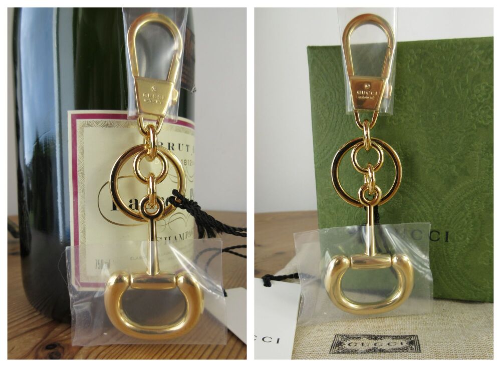 Gucci Horsebit Keyring Bag Charm in Shiny Goldtone - New*