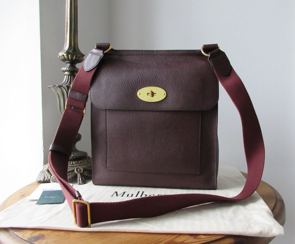 Mulberry Antony Large Messenger in Oxblood Grain Vegetable Tanned Leather