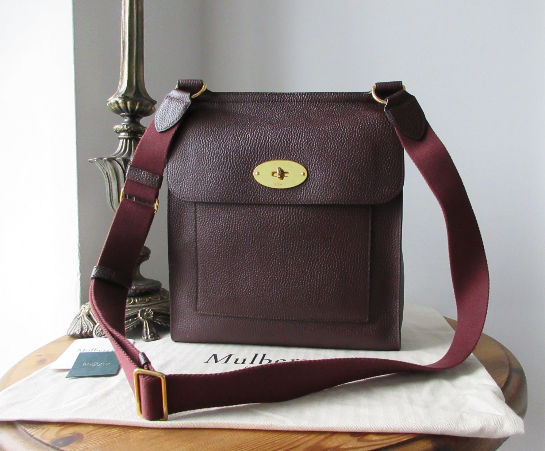 Mulberry Antony Large Messenger in Oxblood Grain Vegetable Tanned Leather